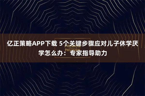 亿正策略APP下载 5个关键步骤应对儿子休学厌学怎么办：专家指导助力